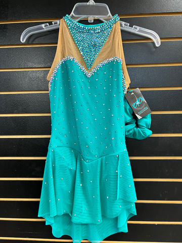 Brad Griffies Ready to Ship 1606 Dress, Jade/Seafoam with Crystals