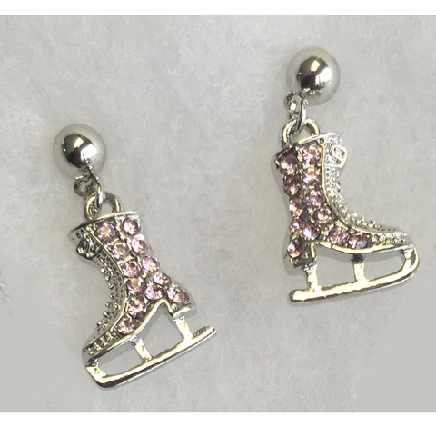 Petite Pink Rhinestone Ice Skating Earrings