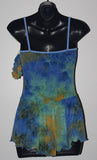 Six0 1057 Ready to Ship Drape Neck Blue Tye Dye Camisole Dress
