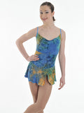 Six0 1057 Ready to Ship Drape Neck Blue Tye Dye Camisole Dress