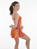 Six0 1058 Ready to Ship Orange Tye Dye Shawl Collar Dress